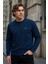 Erkek Desenli Kışlık Salaş Rahat Lacivert Sweatshirt 4