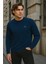 Erkek Desenli Kışlık Salaş Rahat Lacivert Sweatshirt 6