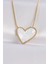 316L Çelik Zincir Altın Renk Mermer Desenli Kalp Kolye 1