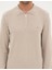 Erkek Kum Melanj Slim Fit Polo Yaka Fermuarlı Basic Triko Kazak 50314191-VR123 6