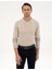 Erkek Kum Melanj Slim Fit Polo Yaka Fermuarlı Basic Triko Kazak 50314191-VR123 1