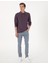 Erkek Mor Slim Fit Kıvrılmaz Polo Yaka Basic Pike Sweatshirt 50314048-VR038 4