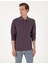Erkek Mor Slim Fit Kıvrılmaz Polo Yaka Basic Pike Sweatshirt 50314048-VR038 1