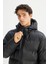 Regular Fit Normal Kesim Kapüşonlu Cepli Şişme Puffer Mont 4