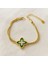 Yeşil Yonca Şans Bileklik Çift Çelik Zincir Gold 1