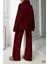 Yeni Ürün Dik Yaka Düğme Detaylı Oversize Kazak-Pantolon Triko Alt Üst Takım 0034 3