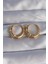 Pirinç Gold Renk Kabartmalı Zirkon Taşlı Oval Model Küpe 1