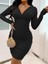 Kadın Uzun Kollu Kruvaze Yaka Sandy Mini Elbise 1