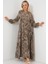 Otantik Desenli Uzun Kollu Gömlek Elbise Kadınlar İçin Trend A.gri 3