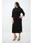 Kadın Büyük Beden Bel Bağlama Detaylı Siyah Elbise Şık ve Rahat Stil 8