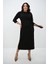 Kadın Büyük Beden Bel Bağlama Detaylı Siyah Elbise Şık ve Rahat Stil 9
