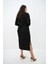 Kadın Büyük Beden Bel Bağlama Detaylı Siyah Elbise Şık ve Rahat Stil 10