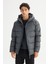Regular Fit Normal Kesim Kapüşonlu Cepli Şişme Puffer Mont 3