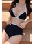 Kadın Siyah - Beyaz Kaşkorse Yüksek Bel Bikini Takımı 4