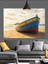 Sahilde Kumda Tekne Karaya Vurmuş Dekoratif Kanvas - Mdf Ahşap Tablo 3