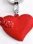 Üzeri Gül Figürü Kabartmalı Kırmızı Kalp Şeklinde 3 Boyutlu Metal Anahtarlık 2