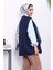 Lacivert Fermuarlı Oversize Astarlı Yelek 3