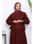 Bordo Yaka Detaylı Gömlek Etekli Takım 3