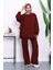 Bordo Iki Iplik Oversize Pantolonlu Takım 1