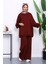 Bordo Iki Iplik Oversize Pantolonlu Takım 2