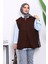 Kahverengi Fermuarlı Oversize Astarlı Yelek 1