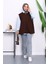 Kahverengi Fermuarlı Oversize Astarlı Yelek 2