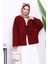 Bordo Önü Bağlamalı Keçe Kimono Ceket 1