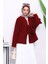 Bordo Önü Bağlamalı Keçe Kimono Ceket 3