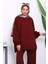 Bordo Iki Iplik Oversize Pantolonlu Takım 3