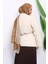 Krem Kapitone Kuşaklı Astarlı Ceket 4