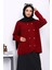 Bordo Kalp Düğme Detaylı Angora Yumoş Triko Hırka 1