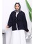 Lacivert Önü Bağlamalı Keçe Kimono Ceket 2