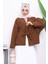 Kahverengi Önü Bağlamalı Keçe Kimono Ceket 3