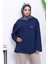Lacivert Bisiklet Yaka Iki Iplik Oversize Sweatshirt 1