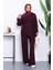 Mürdüm Asimetrik Kesim Tunik Pantolonlu Takım 2