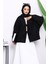 Siyah Önü Bağlamalı Keçe Kimono Ceket 1