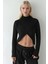 Kadın Asimetrik Turtleneck Triko Kazak Black 11