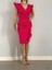 Scuba Kumaş Kol Volan Detay Elbise Fuşya 581810 2