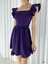 Krep Kumaş Sırt Dekolteli Mini Elbise Abiye Elbise Mezuniyet Elbisesi 581389 Mor 1