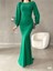 Balon Kol Balık Model Maxi Boy Ithal Krep Kumaş Elbise 582744 Zumrut 4
