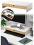 Monitör Yükseltici Stand Çekmeceli Organizerli Monitör Sehpası Metal Bambu BE001 1