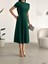 Kısa Kollu Cepli Uzun Krep Kumaş Elbise Zümrüt 582110 2