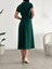 Kısa Kollu Cepli Uzun Krep Kumaş Elbise Zümrüt 582110 3
