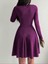 Kruvaze Yaka Krep Kumaş Uzun Kol Kloş Elbise 582255 Mor 2