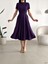 Kısa Kollu Cepli Uzun Krep Kumaş Elbise Mor 582110 3