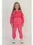 Çiçek Desenli Kapüşonlu 2’li Eşofman Takımı - Fuşya 1
