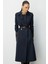 Lacivert Apoletli Klasik Maxi Mac Trençkot 1