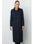 Lacivert Apoletli Klasik Maxi Mac Trençkot 2
