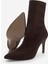 Kadın Sivri Burun Acı Kahve Fermuarsız Streç Süet Topuklu Bot Pesina Kahve Süet 8