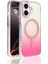 iPhone Uyumlu 17 Kılıf M-Safe Şarj Özellikli Transparan Renk Geçişli Zore Toros Kapak-Rose Pembe 1